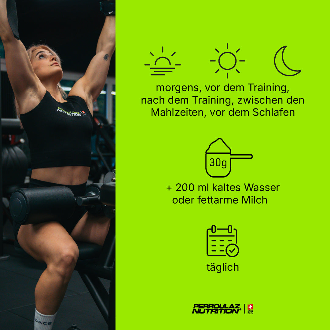 Perroulaz Nutrition Einnahme Guide Classic Whey proteinpulver#geschmack_erdnuss-schoko-cups