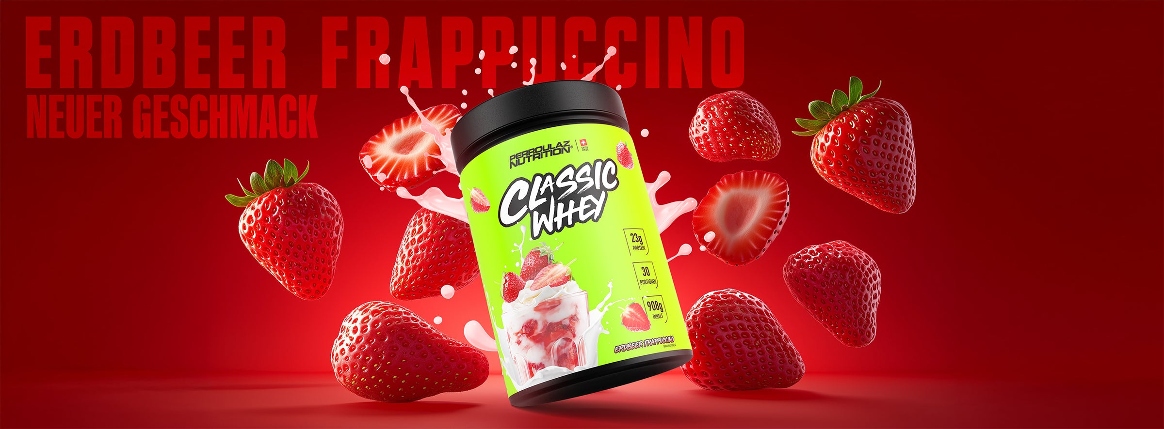 Perroulaz Nutrition Erdbeer Frappuccino Banner