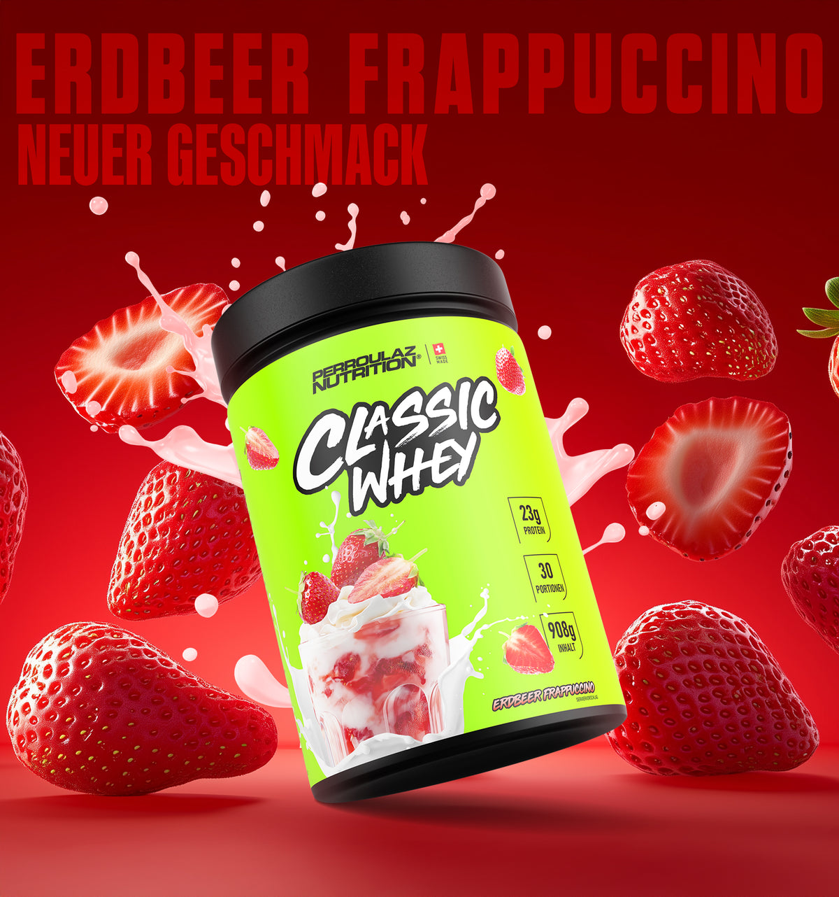 Perroulaz Nutrition Erdbeer Frappuccino Banner