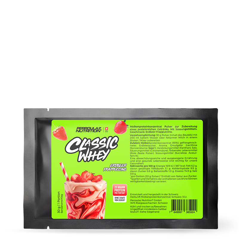 Perroulaz Nutrition Classic Whey proteinpulver#geschmack_erdbeer-frappuccino_30g