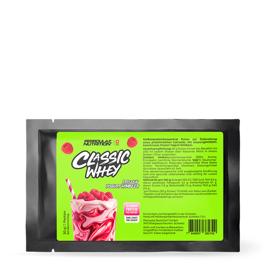 Perroulaz Nutrition Classic Whey proteinpulver#geschmack_frozen-yogurt-himbeer_30g
