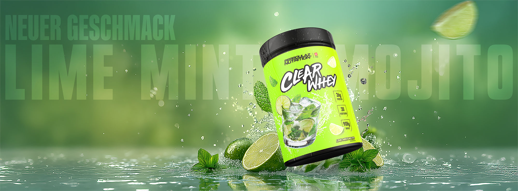 Perroulaz Nutrition Proteinpulver Clear Whey Lime Mint Mojito Banner