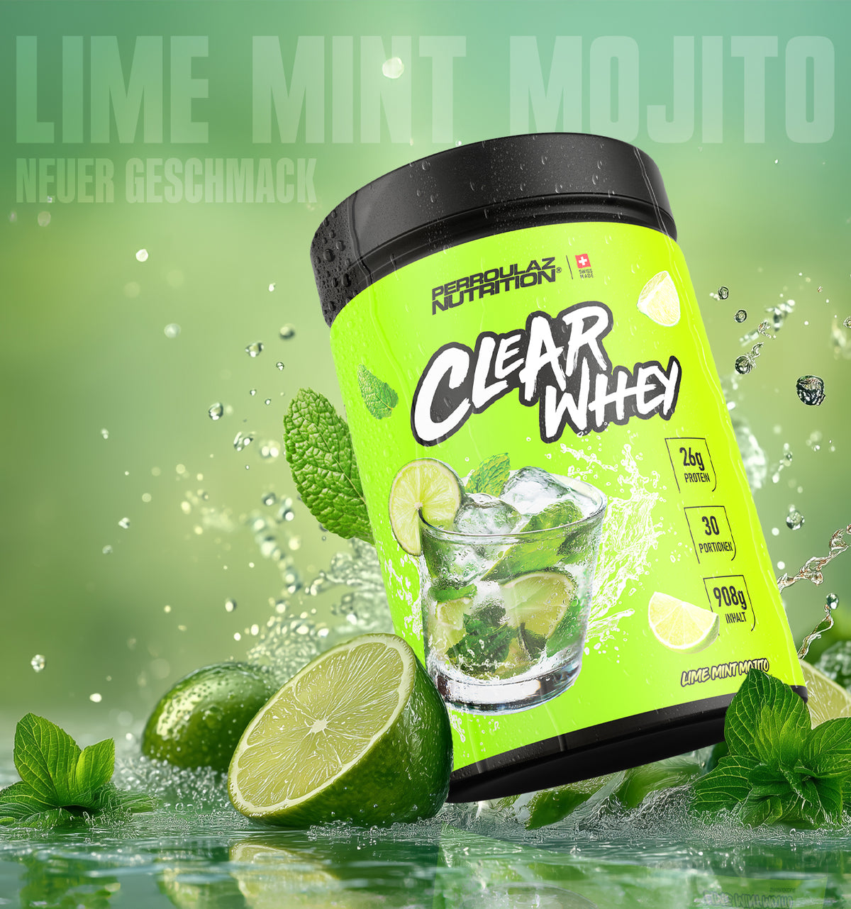 Perroulaz Nutrition Proteinpulver Clear Whey Lime Mint Mojito Banner